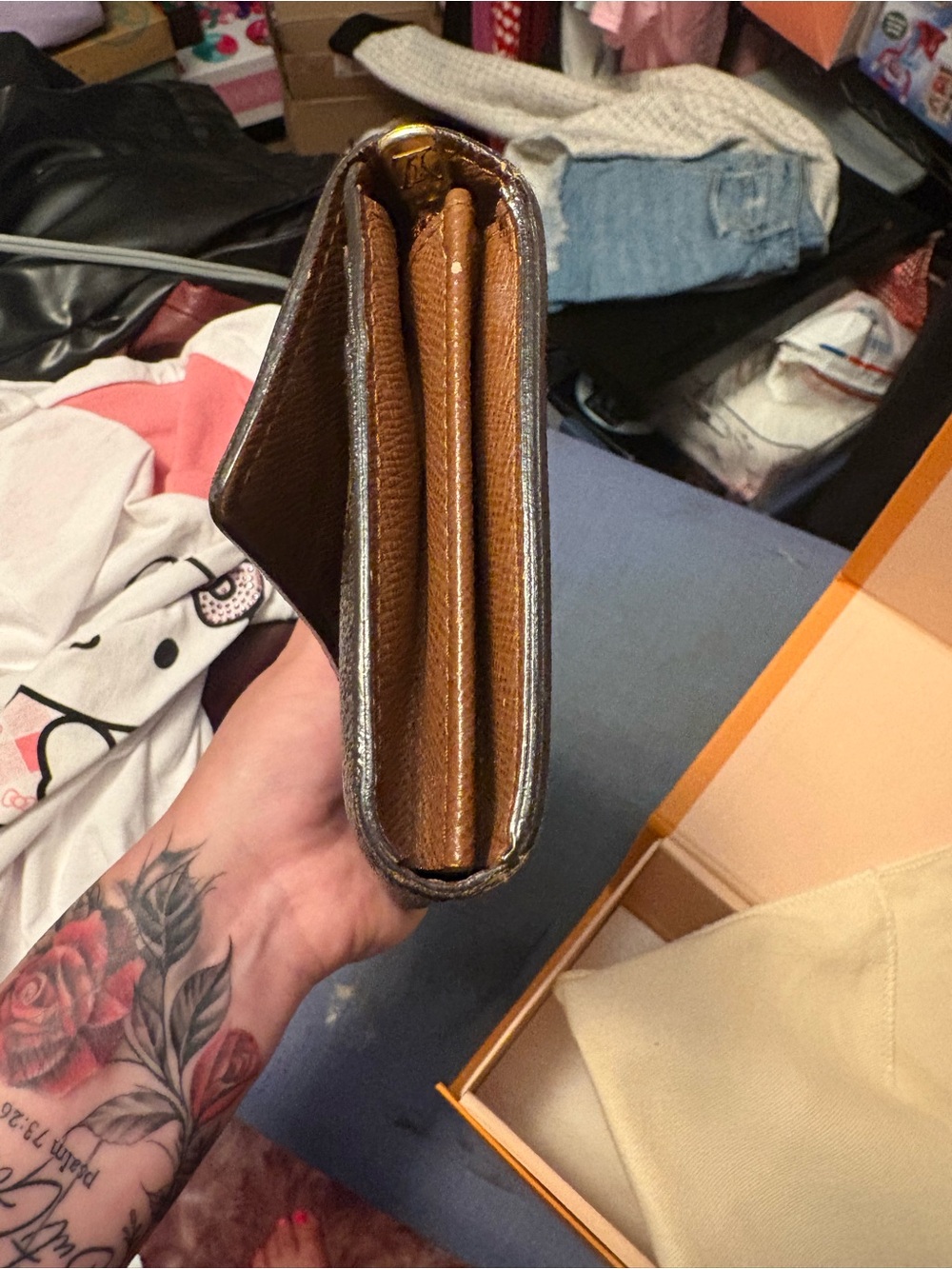 Louis Vuitton Brown & Gold Monogram Trifold Wallet - Picture 2 of 16